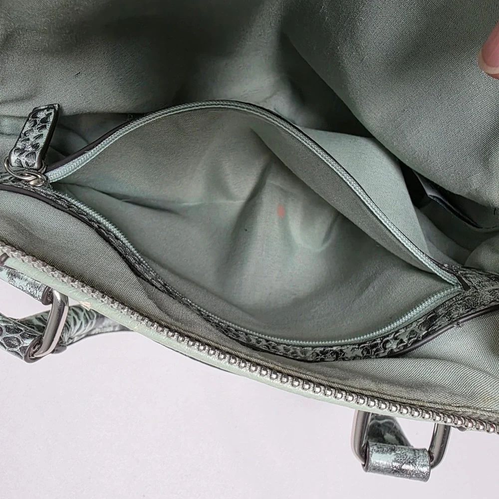Liz Claiborne Mini Satchel Dome‎ Crossbody Bag Medium Mint Green Snakeskin Trim